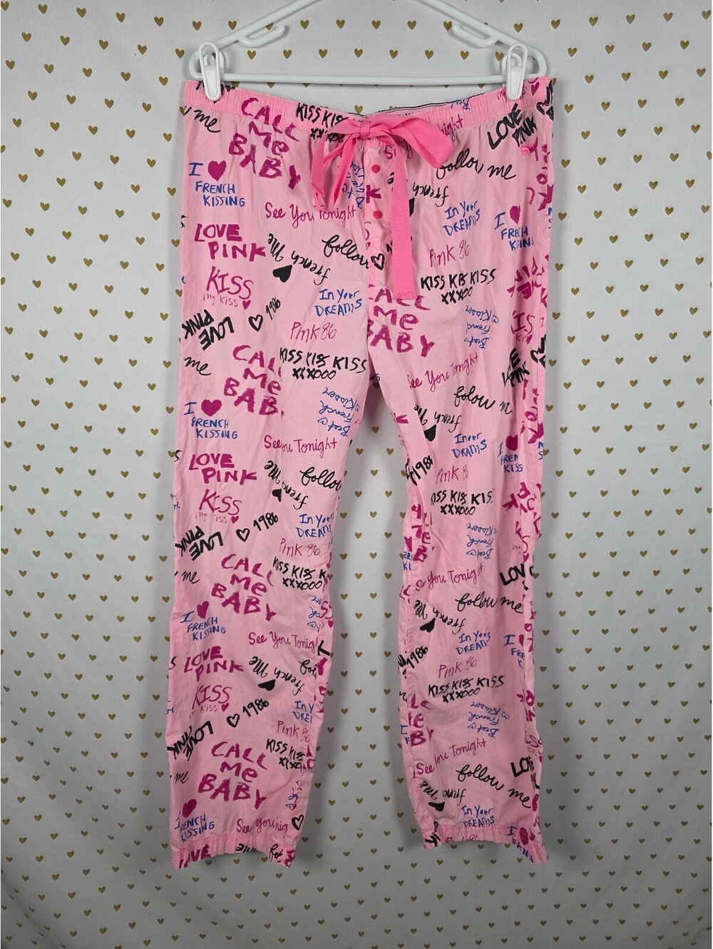 Vintage Victoria's Secret PINK Pajama Pants Graffiti Call Me Baby Y2K Boyfriend